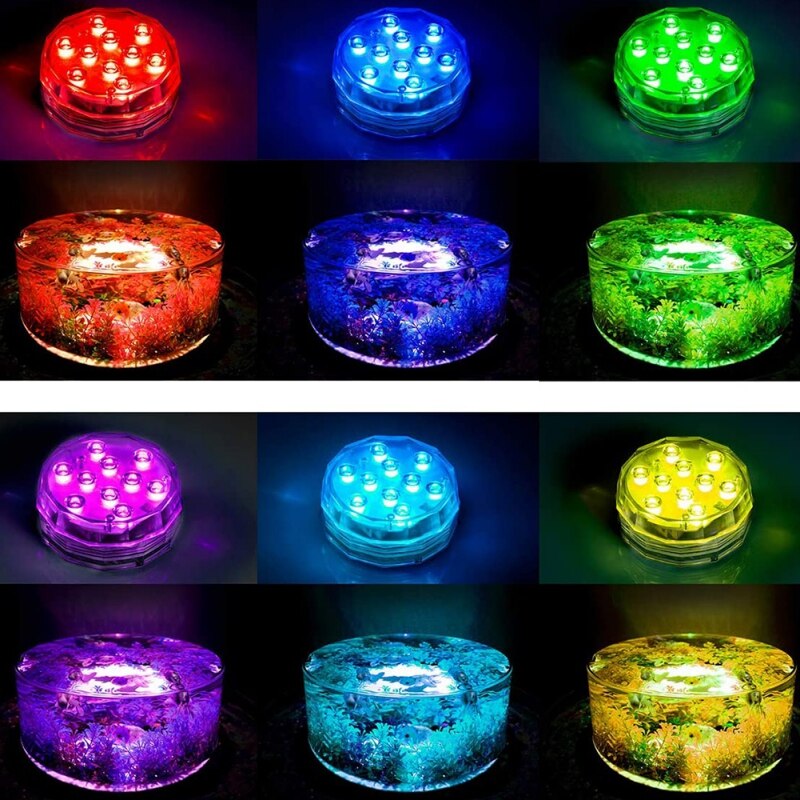 Onderwater Nachtlampje Duiken Light Battery Operated Outdoor Afstandsbediening Rgb Vaas Kom Garden Party Decoration-2PCS