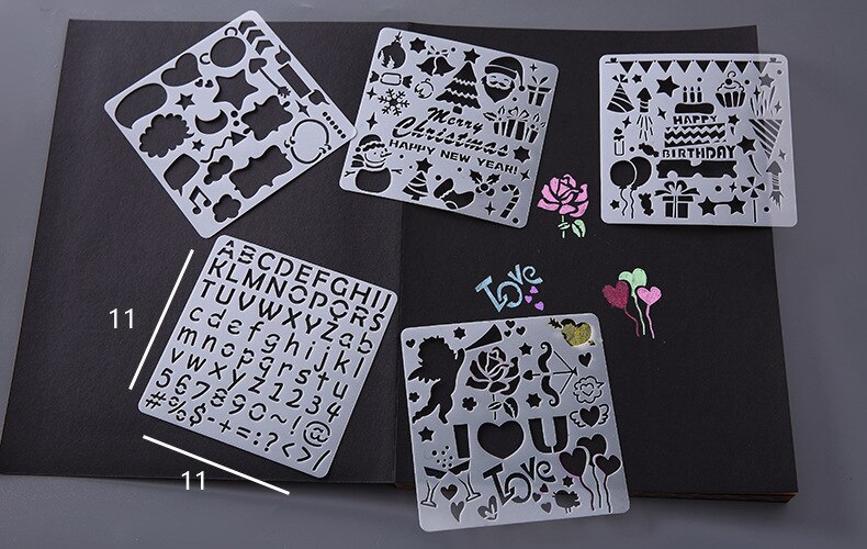 5 Stks/set Alfabet Letter Kerst Doodle Stencils Template Schilderen Scrapbooking Embossing Stempelen Album Card Diy Hip