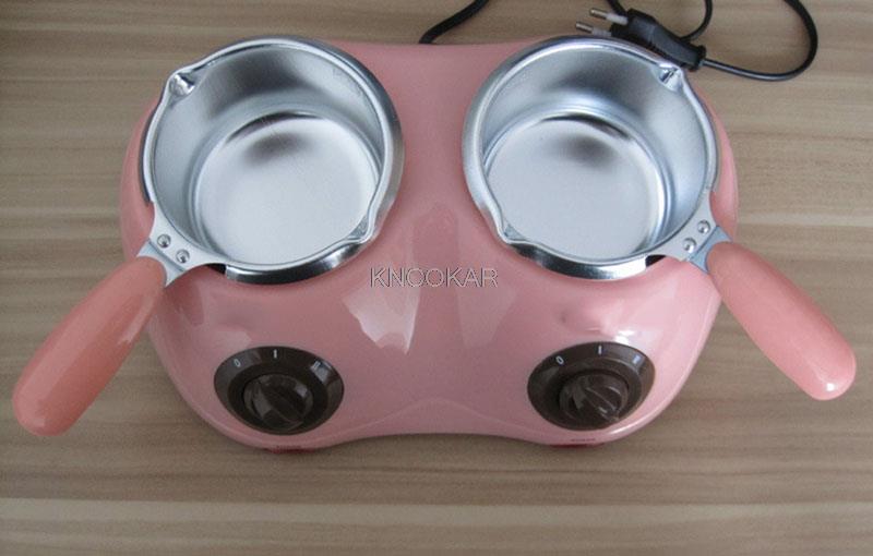 Dual Electric Chocolate Fountain 250 * 2ML Capacity Fondue Chocolate Melt Pot Melting Machine yellow /pink 1PC