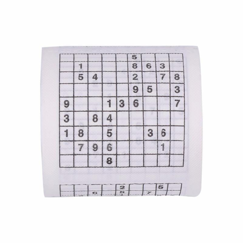Rouleau de papier toilette doux et humoristique, 1 rouleau 2 plis, nouveauté numéro Sudoku imprimé WC bain, papier hygiénique, pâte de bois, fournitures de salle de bain, 300