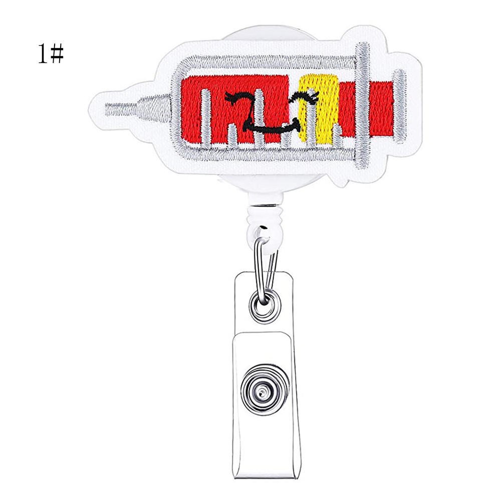 1PCS Cute Retractable Nurse Badge Reel Clip Badge Holder Students Doctor ID Card Holder Kawaii Needle Organ Heart Pattern: F