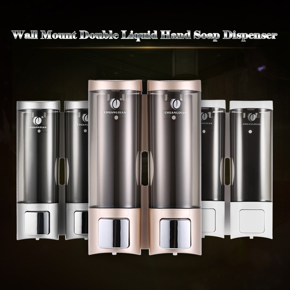 CHUANGDIAN Manual Soap Dispenser 200mlx2 Wall Mount Liquid Shower Gel Dispenser Hand Cleanser for Bathroom Restroom Hotel