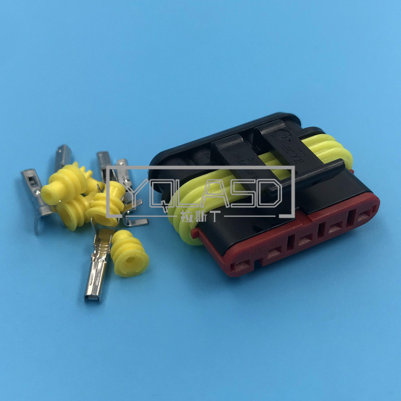 1 Set 5 Way 282089-1 282107-1 Superseal Automotive Socket AC Assembly Car Plastic Wire Harness Connector For Auto: black