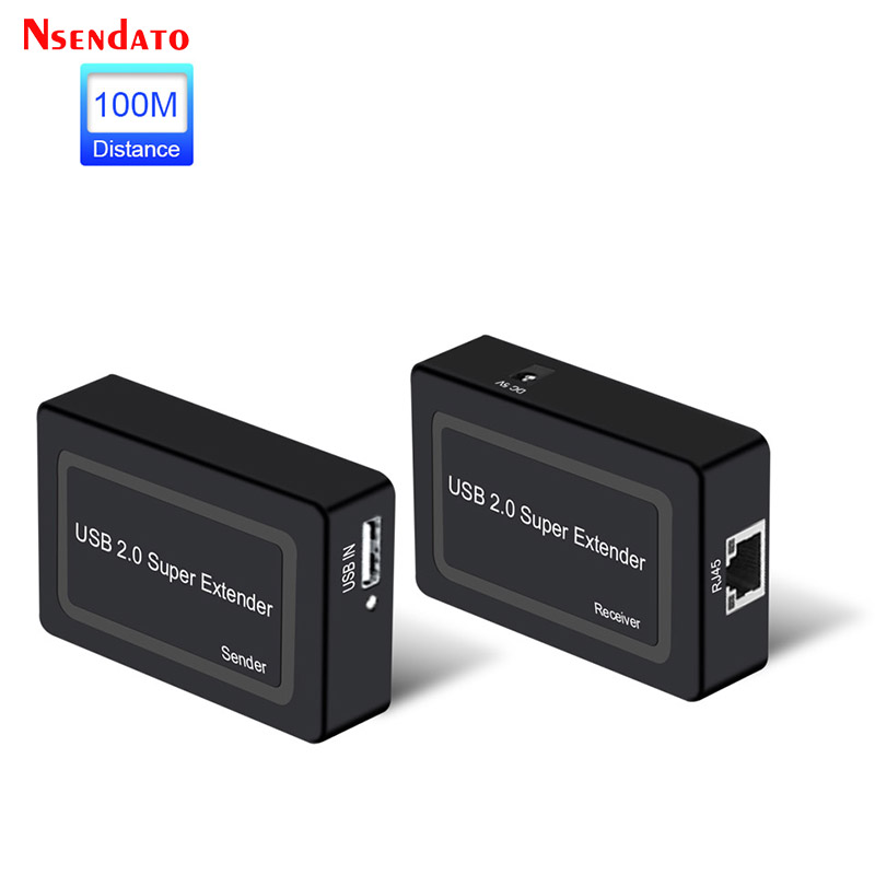 2 Port USB 2.0 Extender 100M Over Cat5e/6 USB Naar RJ45 Ethernet Kabel Adapter voor Camera Muis Toetsenbord printer USB Flash Disk: Black / 0.2M