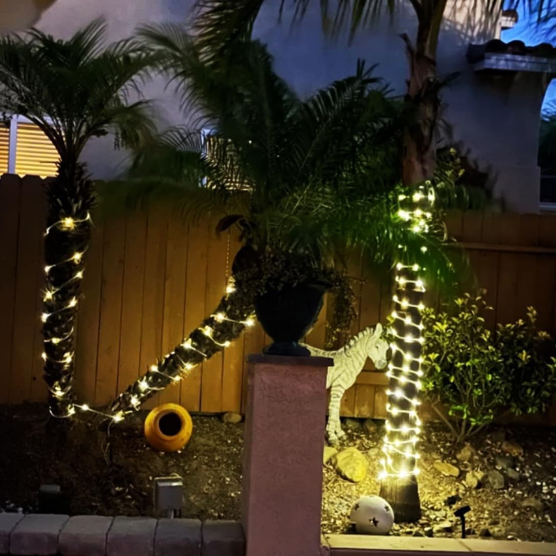 2 Stuks Zonne-Touw Buis Led Lichtslinger 8 Verlichtingsmodi Ip65 Fairy Licht Kerst Slinger Voor Tuinfeest Bruiloft Boom Decor