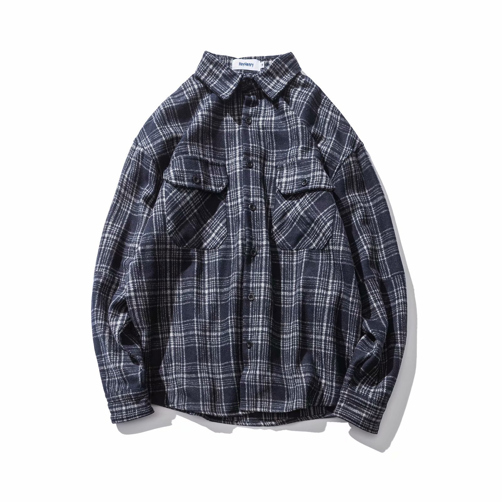 Herfstoverhemd los casual wild geruit wollen overhemd overhemd lange mouw revers dik overhemd comfortabel overhemd sa -8