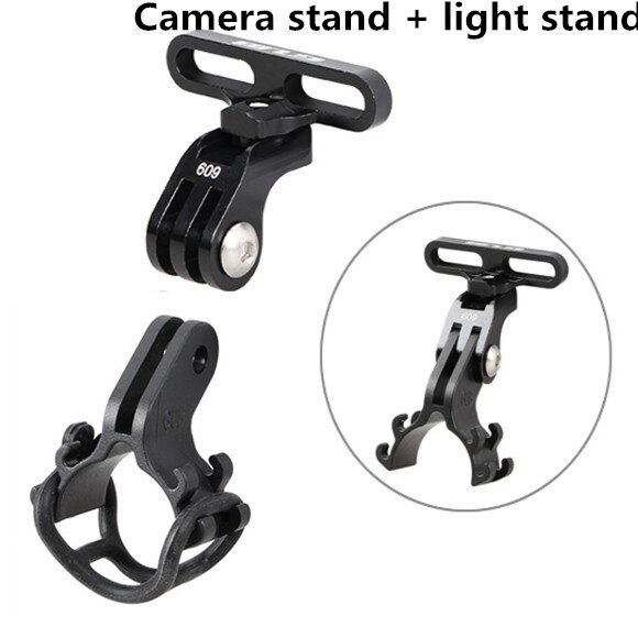 Gub 609 cykel styrestang monteringsstativ til sportskamera mount cykelholder adapter mount til gopro kamera lommelygte: 609 med lys stativ