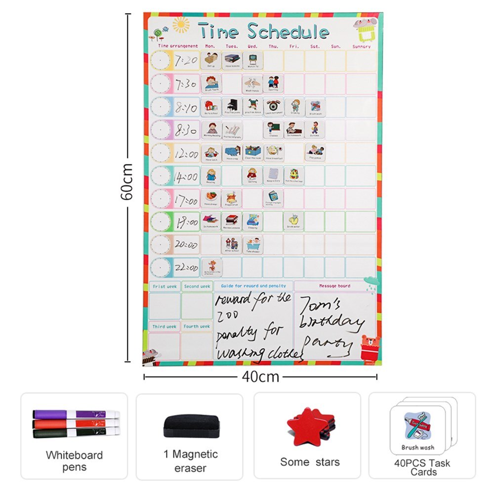 Magnetisk tidsplan kalender hold magneter whiteboard adfærd belønning diagram 40 stk magnetiske gøremål kort børn pædagogisk legetøj: 6040 zlb 11