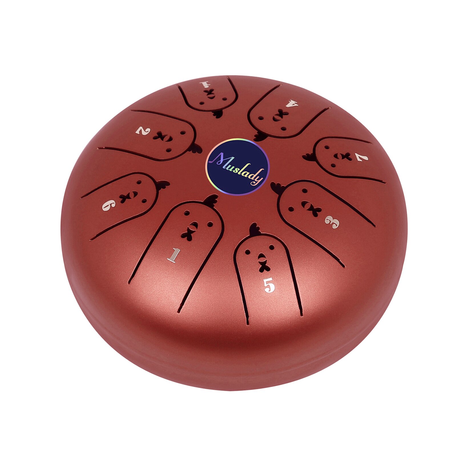 Muslady 5.5 Inches Mini Steel Tongue Drum 8 Notes C Key Handpan Drum Chinese Zodiac Patterned Tank Drum Percussion Instruments: Red