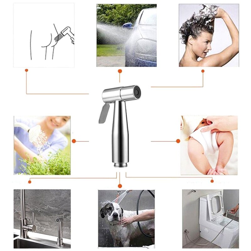 Rustfritt stål toalett håndholdt bidet kran sprøyter bidet sett sprinkler toalett sprøyte til dårlig selv