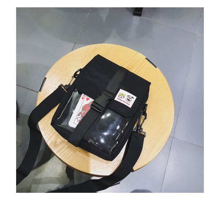 Super Fire Harajuku Local Conditions Cool Disco Bag Student Japanese Canvas Shoulder Bag Satchel Messenger Bag Couple Schoolbag: Black