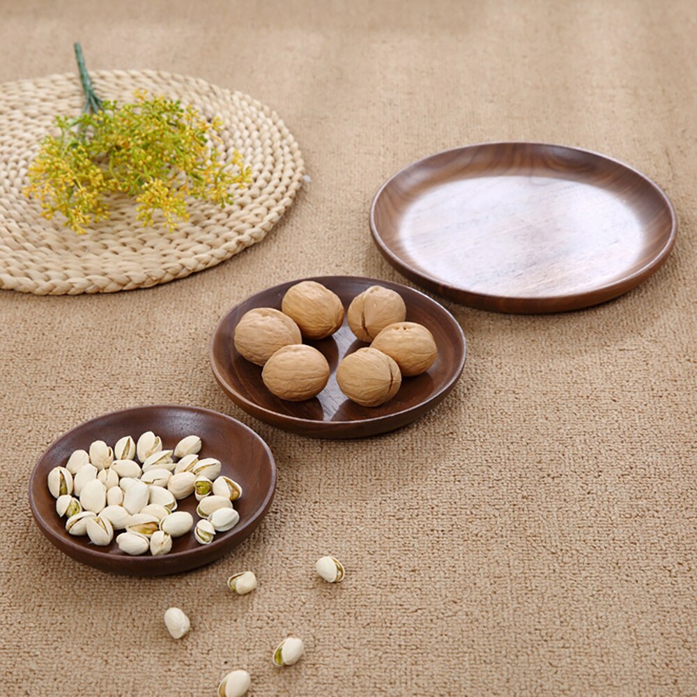 Japanese Round Dessert Plate Round Cake Tray Wooden Saucer Tea Tray Dessert Dinner Breakfast Plate Kitchen Accessories