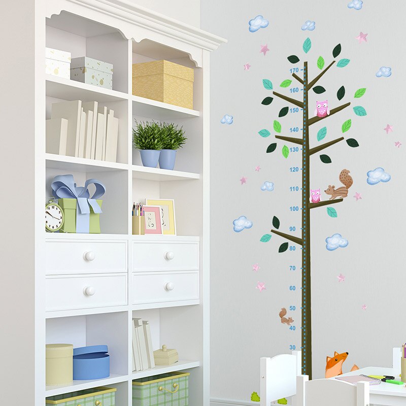 Large Cartoon Tree Wall Stickers for Kids room Height Measurement Sticker for Nursery Baby Room Decor Removable DIY Home Decor