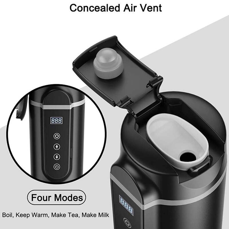 12v/24v 420ml rustfritt stål bilvarmekopp lcd-skjerm elektrisk vannkopp bærbar vannkoker kaffe te melk oppvarmet