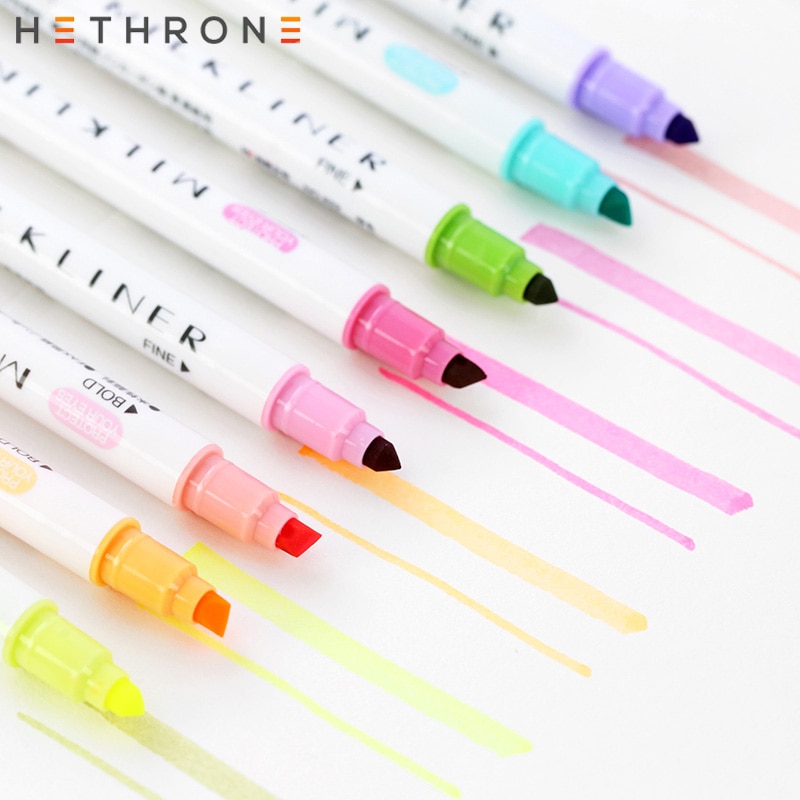 Hethrone 12 stk / sæt sharpie highlighter markører pen farverige børn kunst søde dobbelthoved graffiti maleri tegning penne til skole