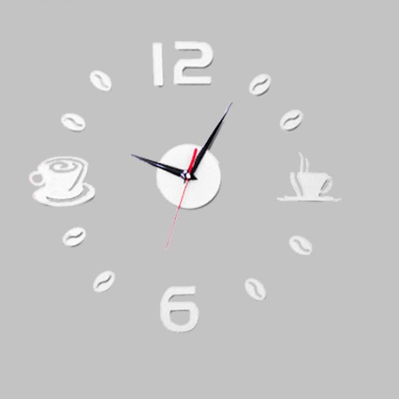 Coffee Cups Kitchen wall art 3d diy wall clocks mirror clock modern watches home decoration DIY decor sticker living room