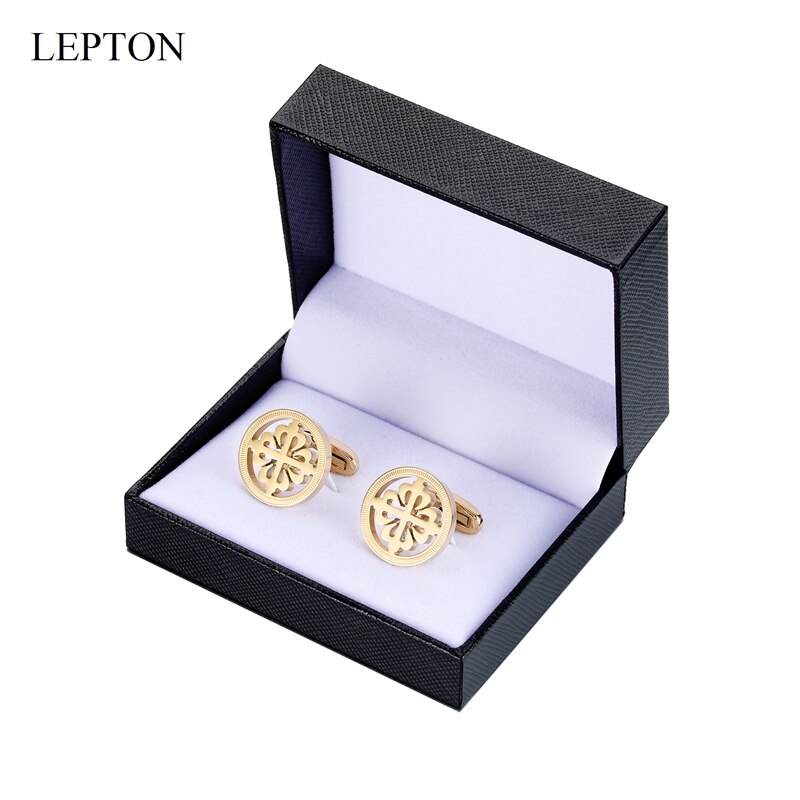 18K Vergulde Kruisvaarders Manchetknopen Lepton Rvs Ronde Manchetknopen Voor Mannen Bruiloft Business Cuffl Links Gemelos