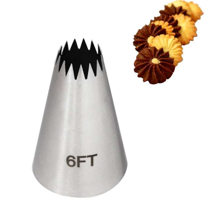 Boquillas para glaseado de punta de estrella abierta de gran tamaño, juegos de puntas de pastelería para decoración de pasteles y galletas, herramientas para pasteles Fondant: 6FT
