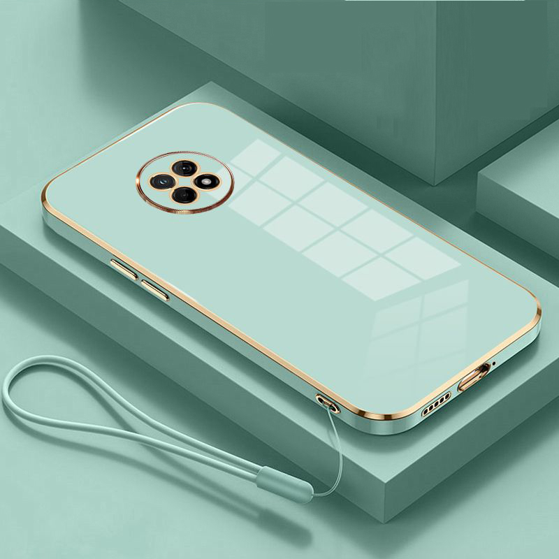 For Huawei Y9a Case Luxury Square Plating Huawei Nova Y9a Phone Case FRL-22 L23 ShockProof Soft TPU Silicone Back Cover Fundas: aluminum / Black Green