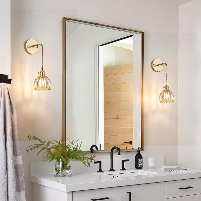 Szklana Lampa Ścienna klasyczny Zielony Tulipan Kinkiet Nowoczesny Prosty salon Sypialnia Korytarz Restauracja Dekoracyjne Oświetlenie Wewnętrzne Okablowanie