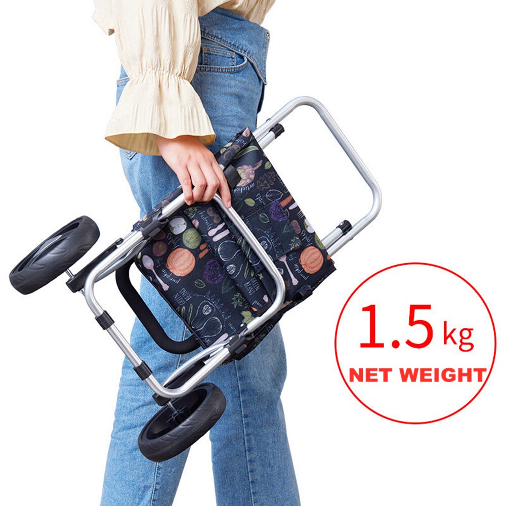 B-LIFE Folding Stair Climber Trolley Dolly Cart Groceries-Portable Shopping Bag for Old People Hand Truck with Wheels Waterproof