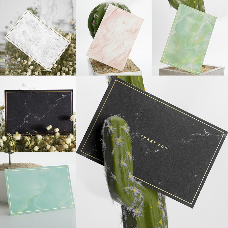 1PC Marbled Gold Stamping Card Fold Greeting Card Birthday Wishes Wedding Invitation Card Festival Party Supplies