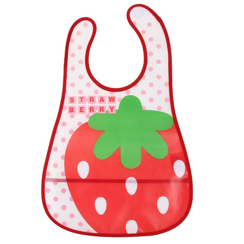 Cartoon Baby Feeding Cloth Towels EVA Waterproof Lunch Feeding Bibs for Newborn Apron Baby Burp Cloths Kids Feeding Accessories: Strawberry