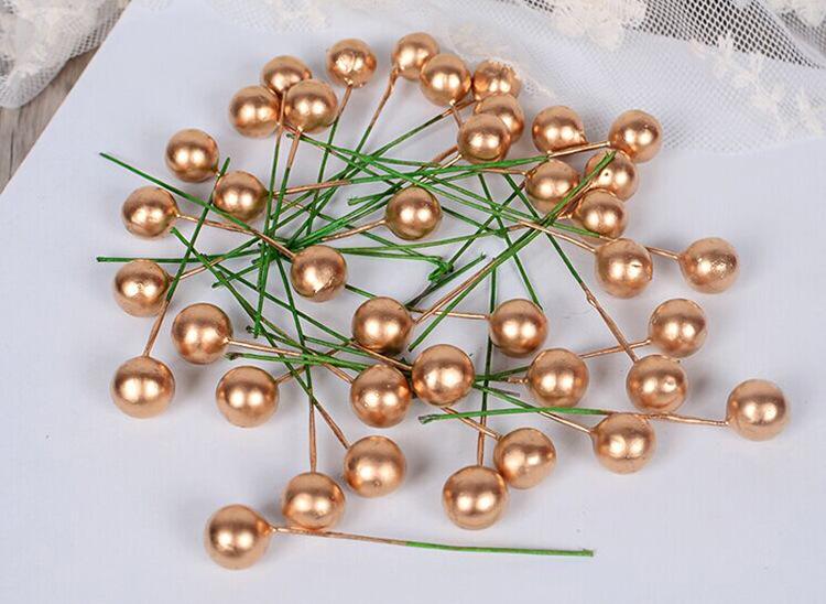 50pcs/100Pcs/lot Artificial Berry Vivid Red Holly Berry Berries Home Garland Simulation Plant Wedding Garden Decoration: 100pcs 10mm / Silver