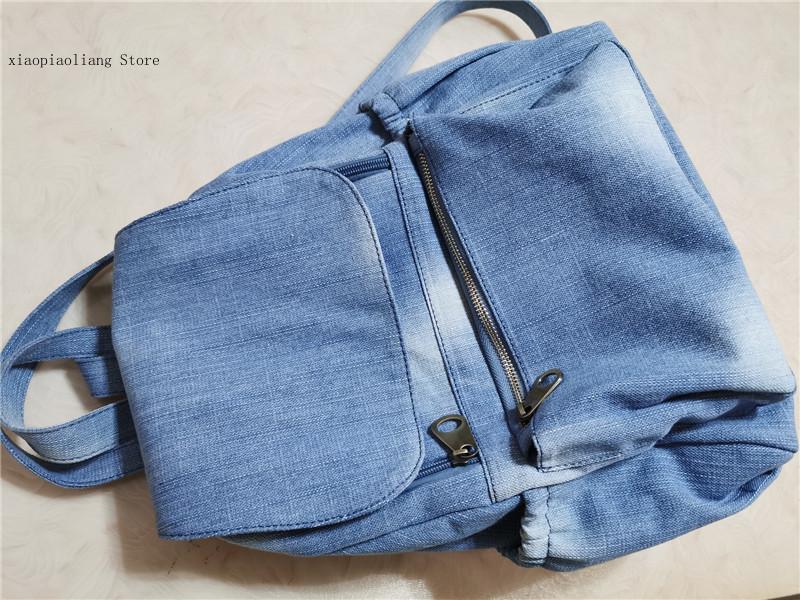 Student Schooltas Travel Knapzak Rugzak Mochila Blauw Casual Denim Vrouwen Rugzak Grote Capaciteit Canvas Jeans