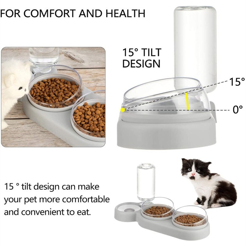 Triple Kom Voor Kat Automatische Feeder Hond Kattenvoer Kom Met Fontein Dubbele Kom Drinker Verhoogde Stand Schotel Kommen voor Kat
