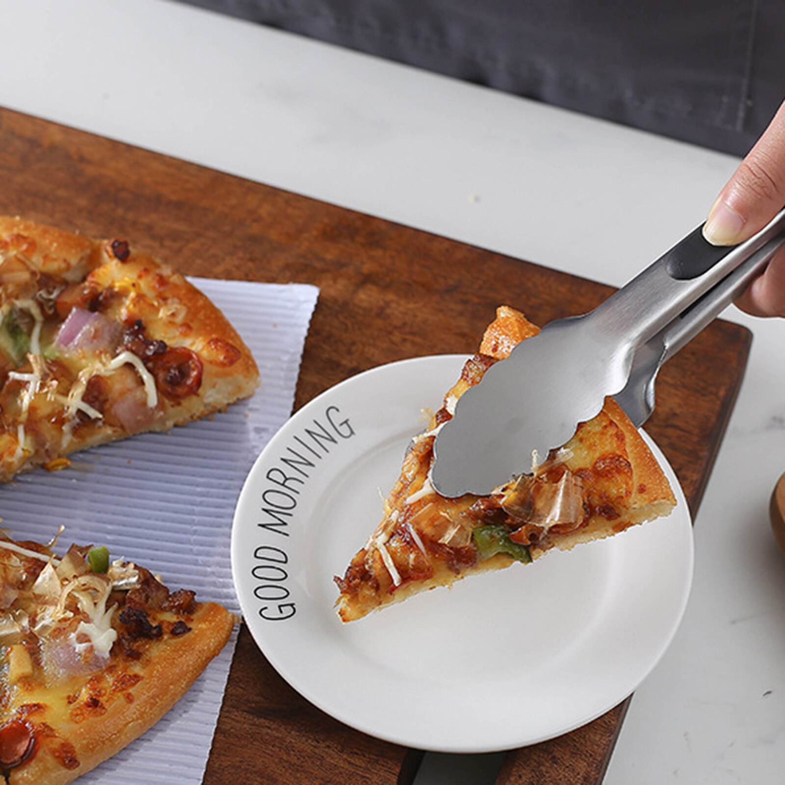 Half Moon Pizza Cutter + Clip Stainless Steel Pizza Tools Set with Lock High Elastic Spring Baking Tool