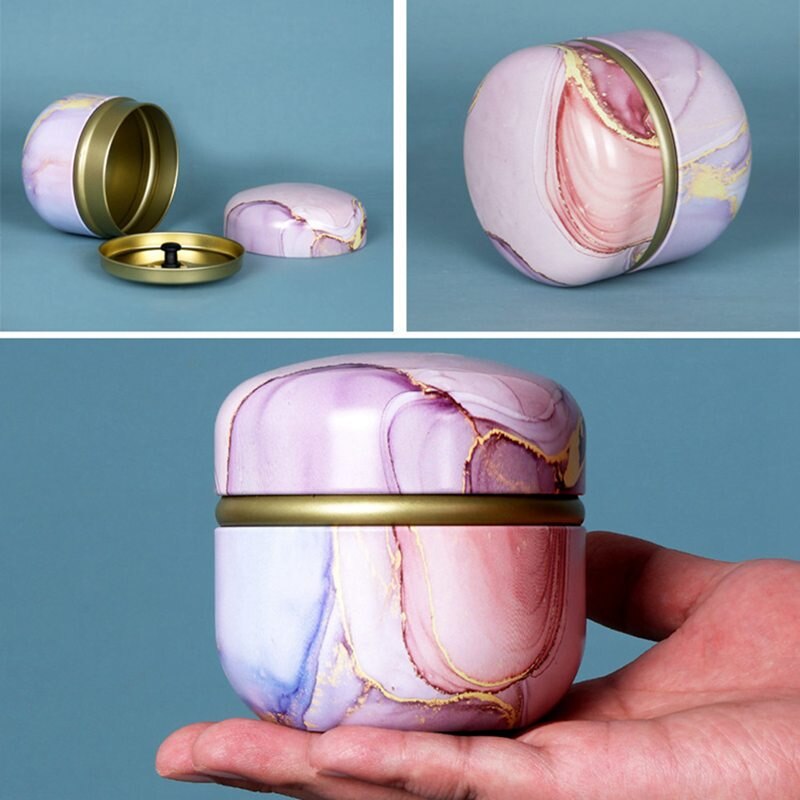 ♕s Small Round Tea Tin Cans 50g Scented Tea Universal Packaging Box Tinplate Box Portable Tea Caddies