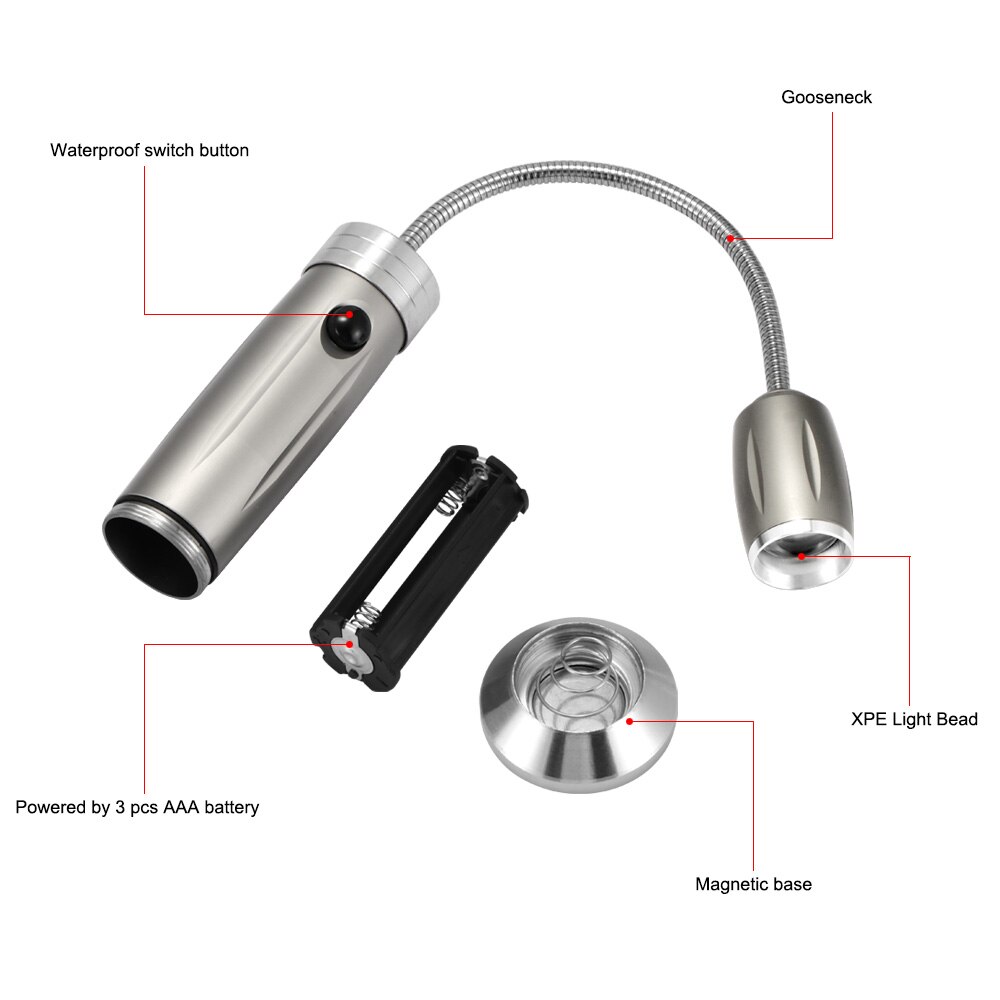 2 uds luz de lectura de barbacoa Base magnética uso ajustable batería Super brillante barbacoa cuello de cisne luces LED iluminación al aire libre