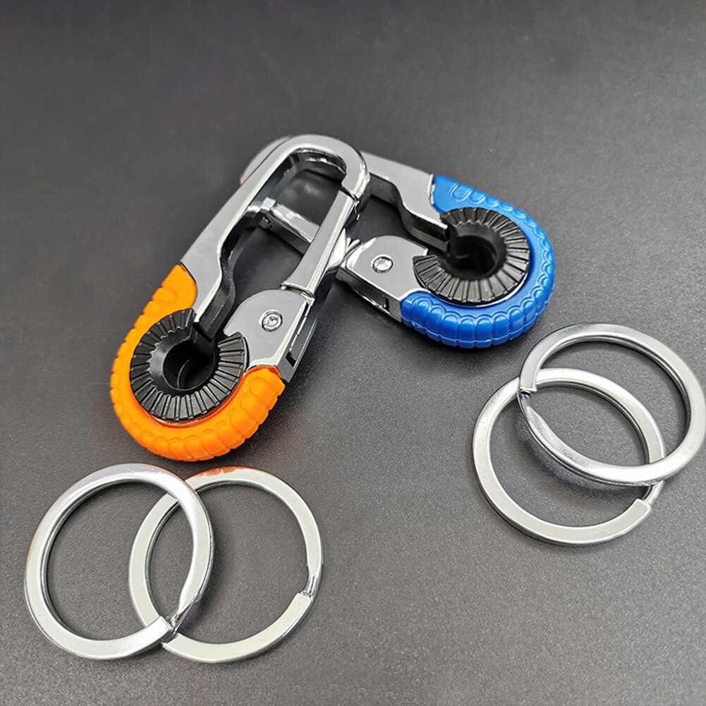 Durable Keychain Hook Stainless Steel Buckle Outdoor Carabiner Climbing Tool Double Ring Car Fishing Keyring Car Accessories