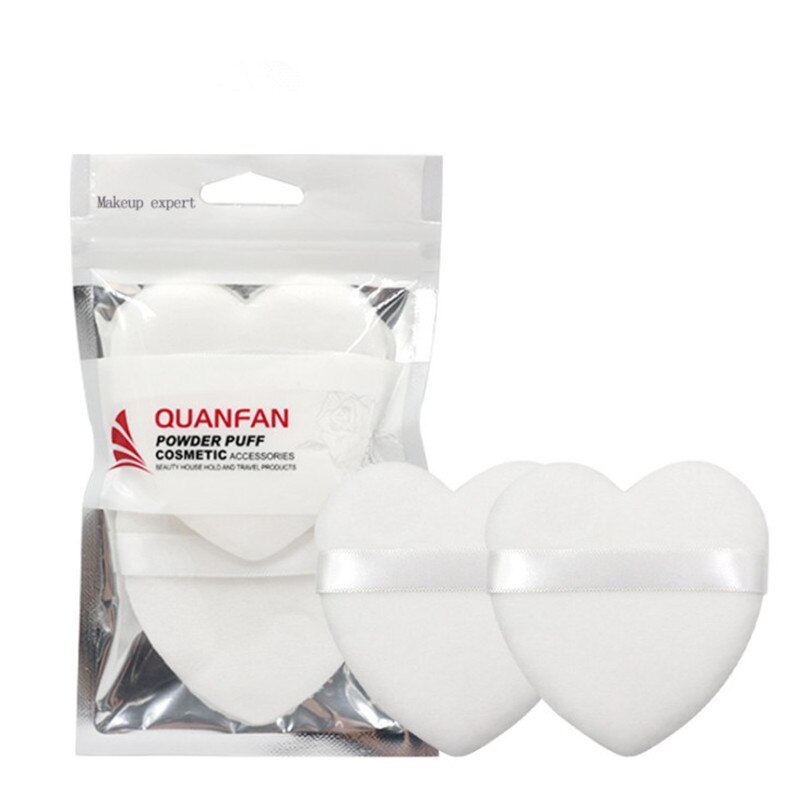 2pcs Heart Shape Facial Face Body Powder Foundation Puff Portable Soft Cosmetic Puff Makeup Foundation Sponge