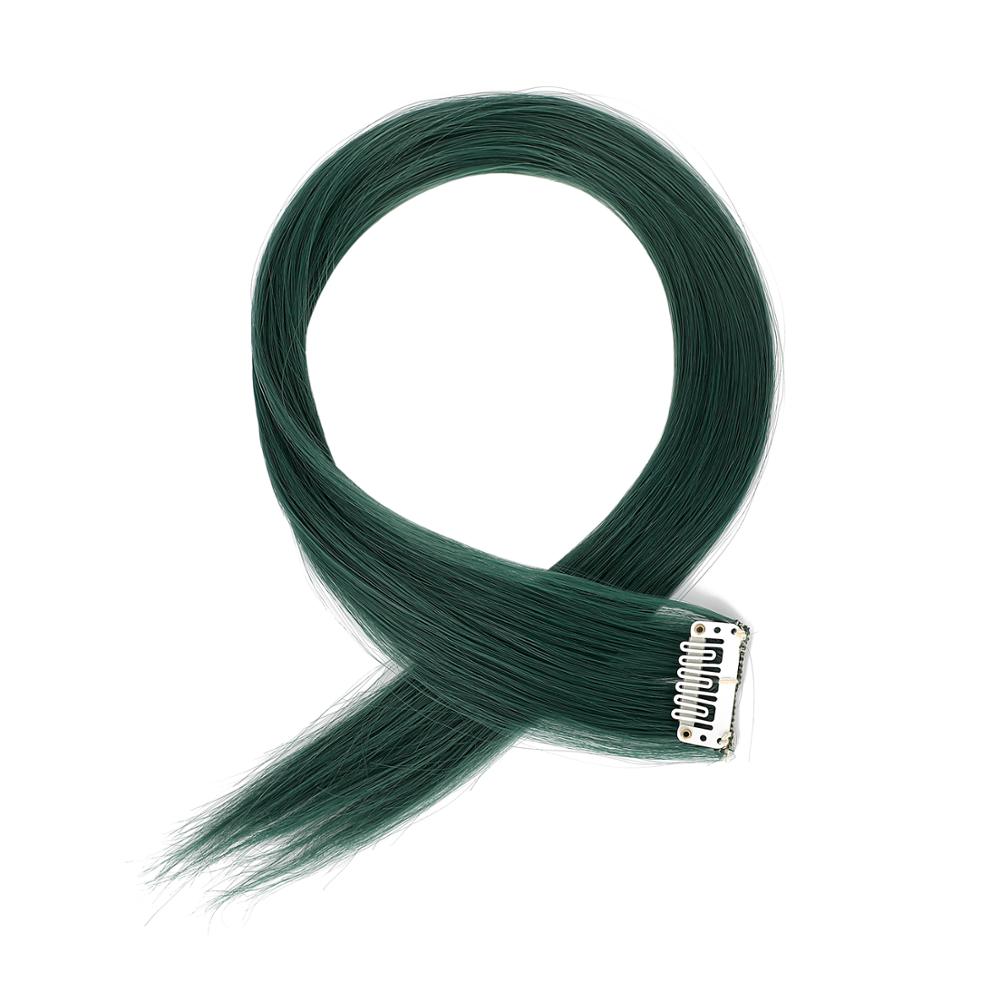 XBwig-extensiones de cabello sintético para mujer, Clip puro en tiras de una pieza, 12 ",: Deep Green