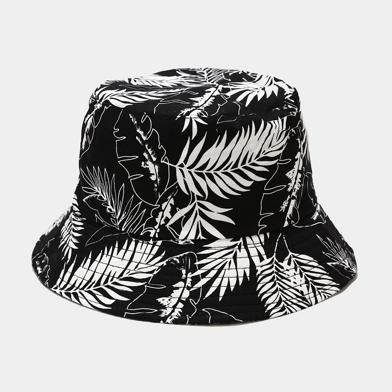 Palm Leaf Pattern Men Bucket Hat Summer Sun Protection Hat Trend Hip-hop Fisherman Hat Outdoor Hiking Hat Unisex Panama Cap: 3
