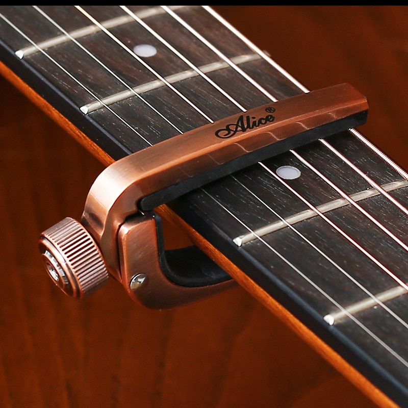Guitar Capos Electric Acoustic Guitar Capo Bass Violin Ukulele Capotraste Single-handed Tune Clamp Trigger 3 Colors Metal Capo: Copper