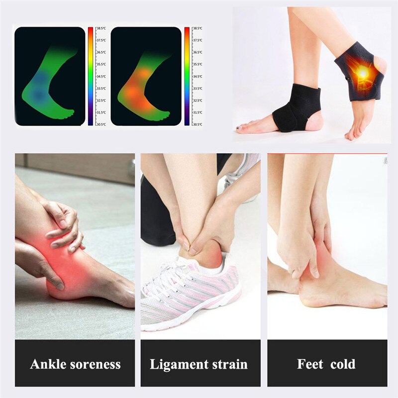 2pcs Adjustable Protection Ankle Support Spontaneous Magnetic Therapy Self-heating Ankle Support Protector Brace Wrap Belt