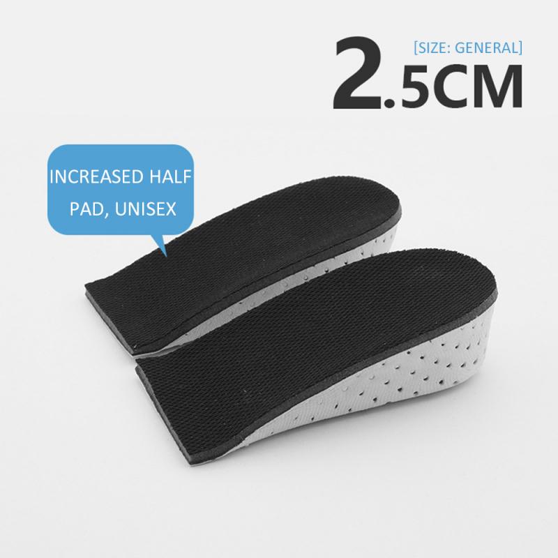 1 Pair Unisex Comfortable Height Increase Invisible Insole Taller Insert Memory Foam Insoles Shoes Feet Shoes Up Pad Cushion: Half pad 2.5cm