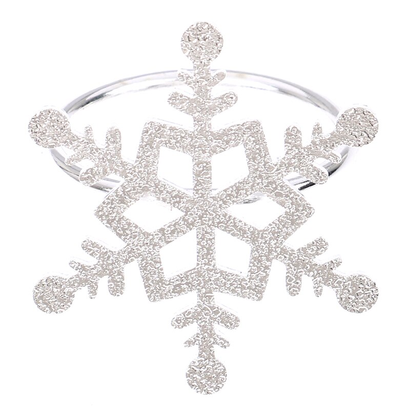 6 Pcs Christmas Snowflake Shaped Napkin Rings Dinning Table Setting Christmas Snowflake Napkin Button Napkin Ring: silver