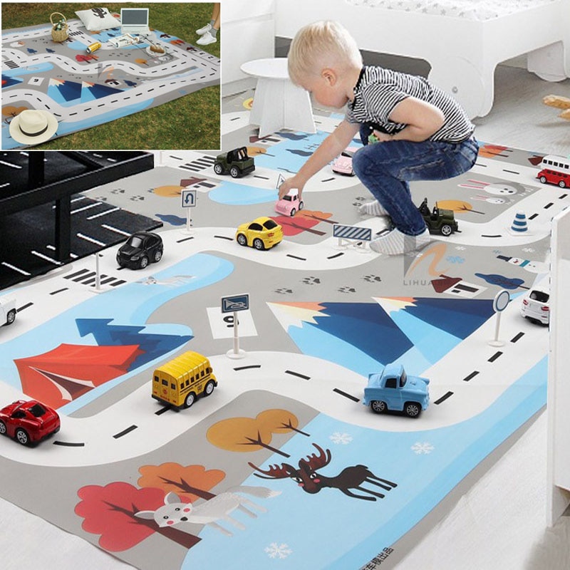 130*100Cm Parkeerplaats Kaart Verkeer Auto Park Mat Play Kid Rug Ontwikkelen Baby Kruipen Mat Play Game mat Speelgoed Kinderen Mat Playmat