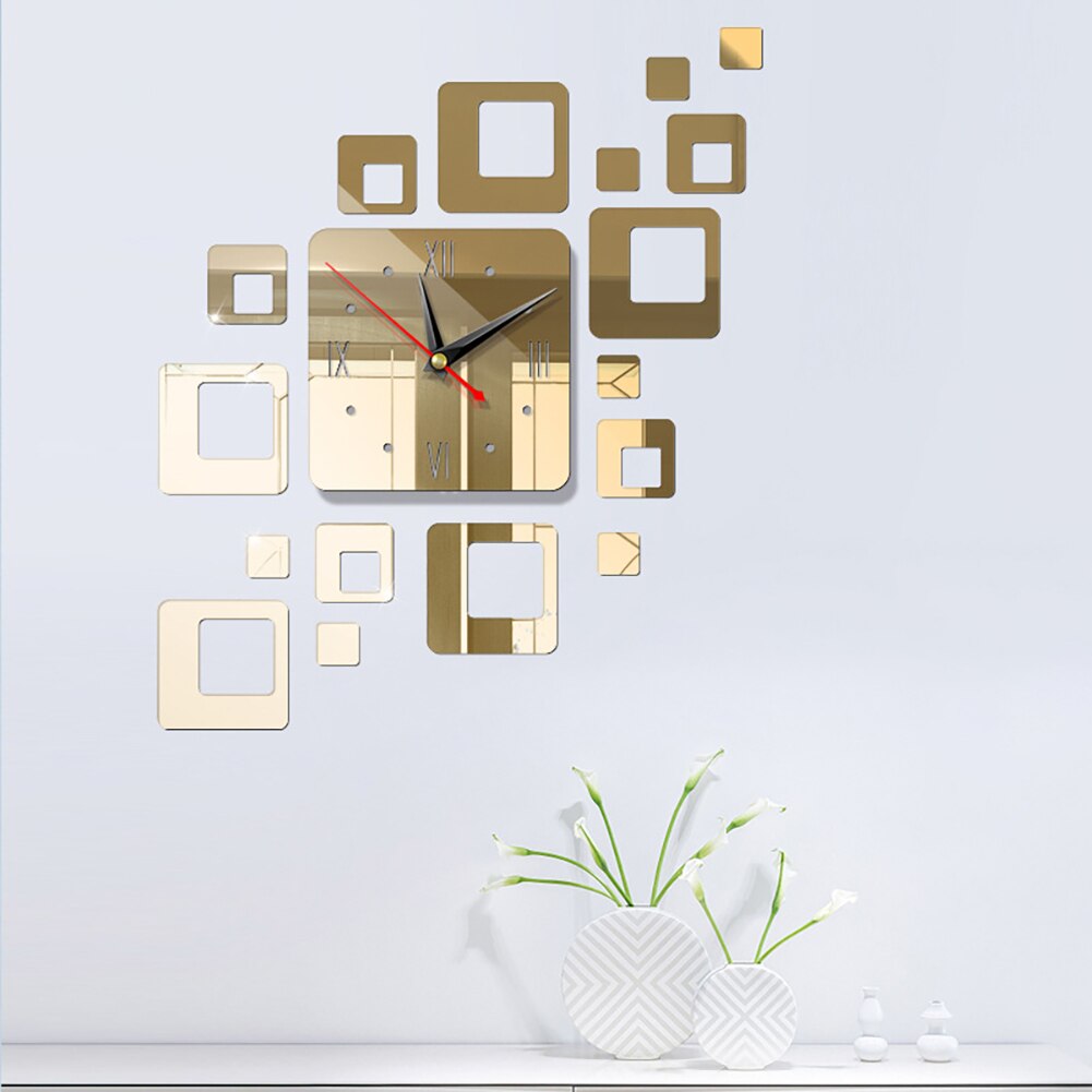 Cafe DIY Large Wall Clock Frameless Giant Wall Clock Modern Cafe Coffee Mug Coffee Bean Wall Decor Kitchen Wall Watch: Light Gold