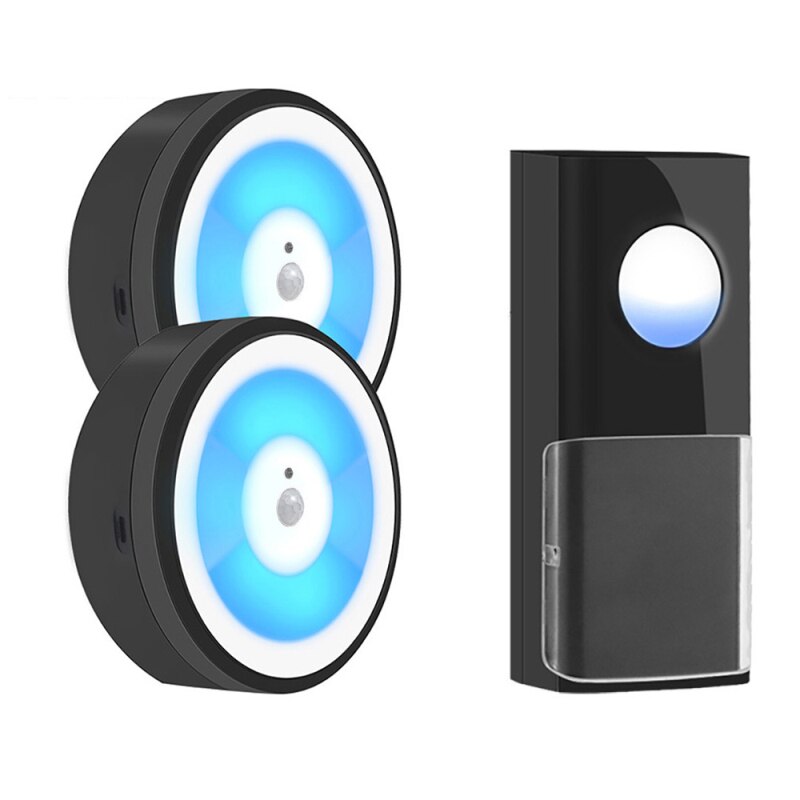 USB Powered IP55 Waterproof Wireless Smart Doorbell Door Bell Ring Chime Call 433MHZ LED Night Light Home Plug-Free For Home: B1 button 2 receiver