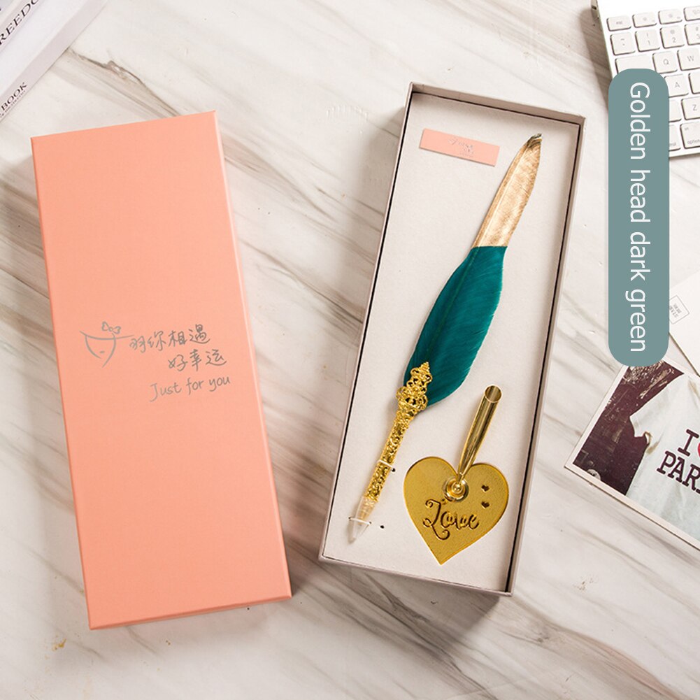 Veer Dip Pen Set Briefpapier Geschenkdoos Kalligrafie Vintage Retro Schrijven Vulpen Met Hartvormige Pen Houder Stand