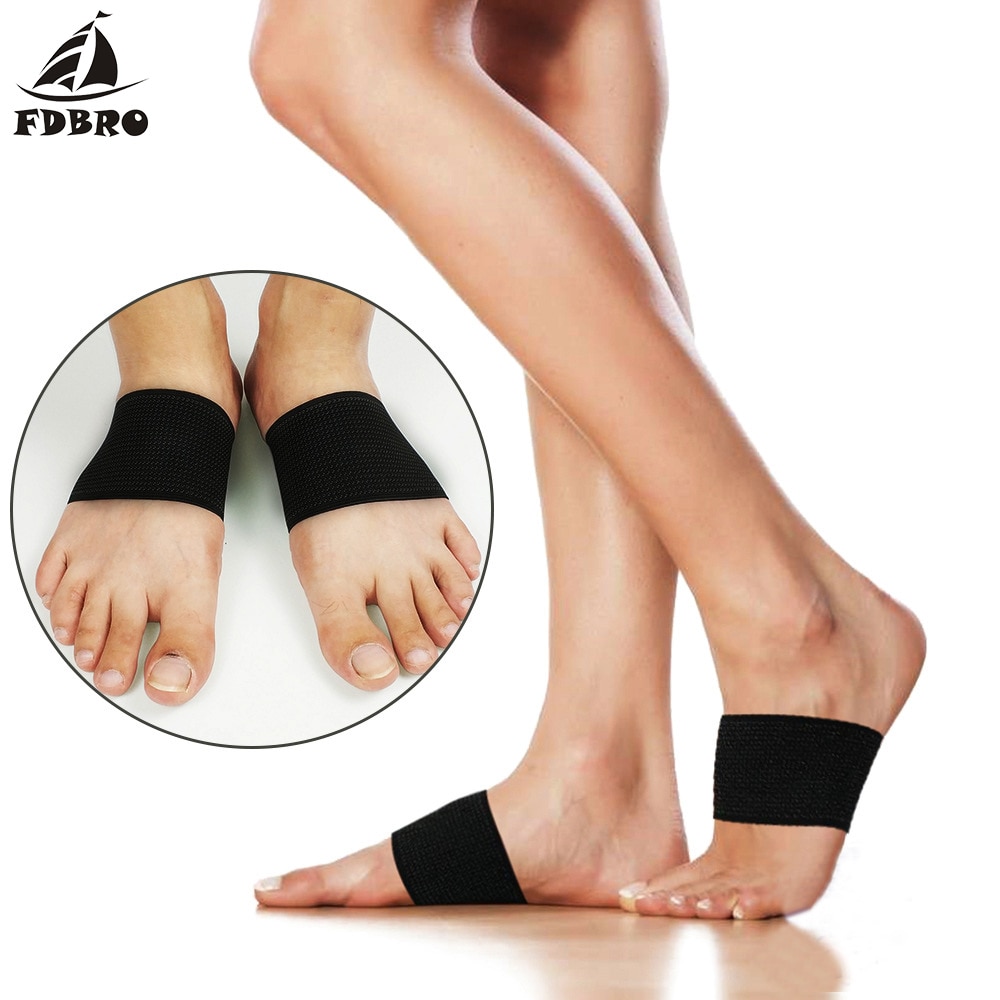 FDBRO 1Pair Men Women Arch Compression Sleeve Plantar Fasciitis Support Flat Feet Elastic Copper Bandage Foot Brace