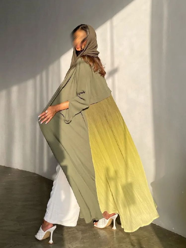 Ramadan Open Chiffon Kimono Abaya Damen Dubai Kaftan Moslim Jas Gebed Kleding Vrouwen Djellaba Kebaya Gewaad Femme Musulmane