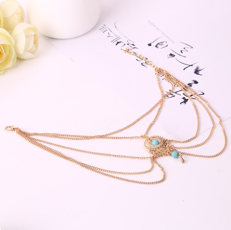 ornaments retro national wind hollow water beach anklet female Barefoot Sandals