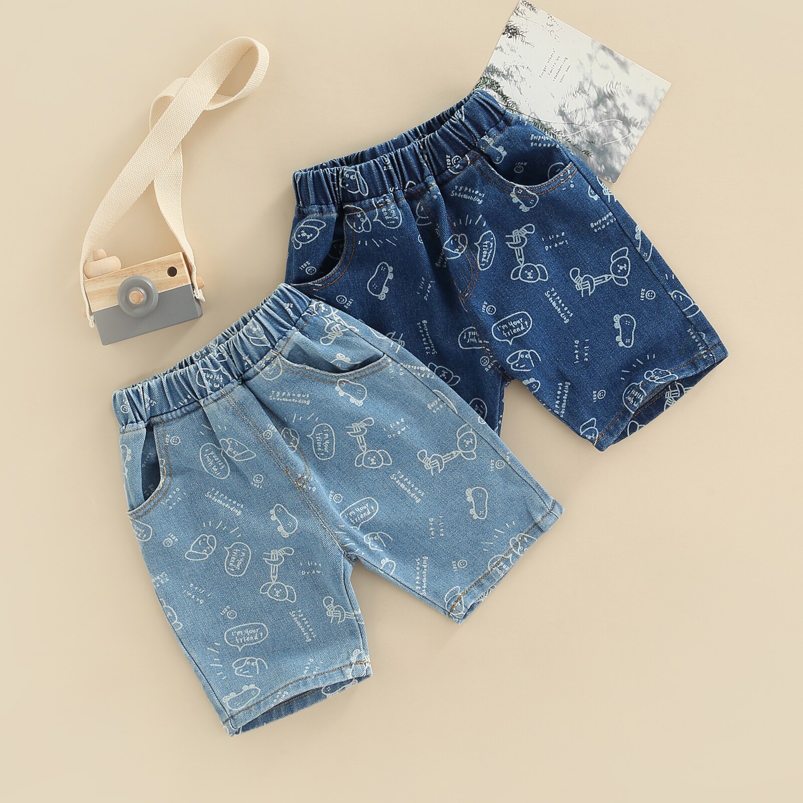 New Summer Kids Boy Denim Shorts bambini vita elastica Casual Cartoon Animal Pattern pantaloni stampati con tasche