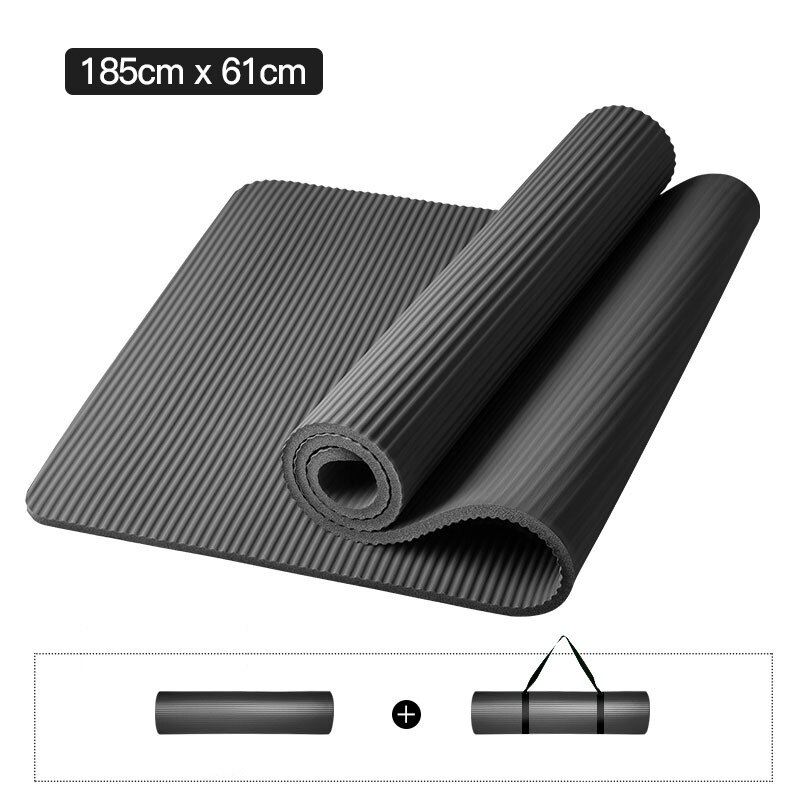 NBR 10mm 15mm di spessore tappetino Yoga coperta antiscivolo casa palestra Sport Esterilla salute perdere peso Fitness Mat s esercizio Pad per le donne: Black / 15mm